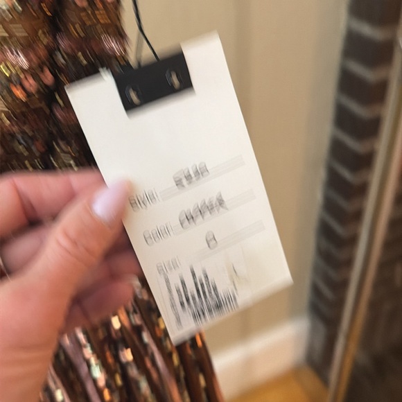 NWT Mac Duggal as 0 Copper Embellished Beaded Sequin One Shoulder Formal Gown - Picture 4 of 11